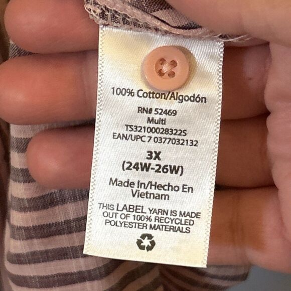 Terra & Sky Plus Size Short Sleeve Ruffle Woven Blouse Dusty Rose 3X (24W-26W) - Picture 7 of 16